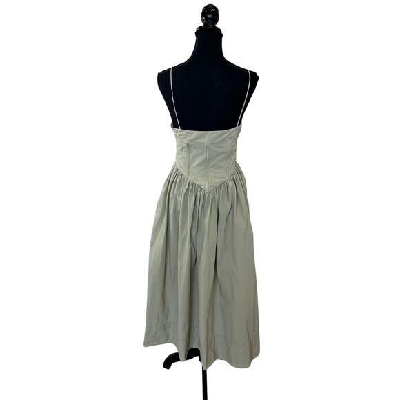Ronny Kobo Beige Corset Midi Dress MEDIUM Cotton Cottage Sundress Designer $400 - Picture 13 of 15